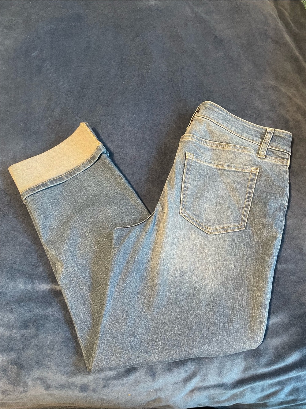 Maurices Slim Straight Ankle Blue Jeans with Cuff size 14 short